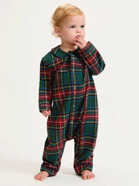 Petite Plum Twill Cambridge Romper | Kensington Tartan Size 0-3months